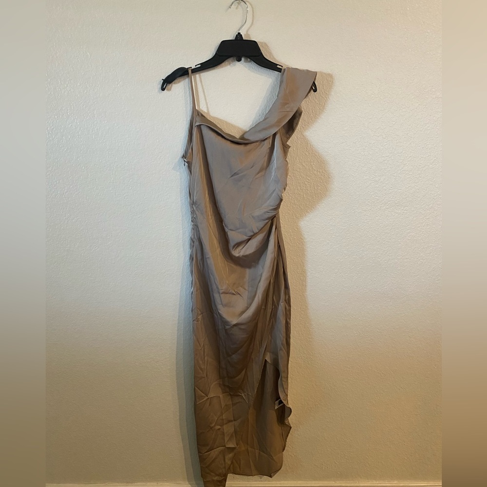 Gold Cocktail Dress, One-Shoulder